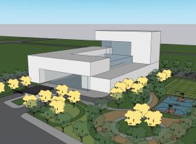 #辦公建筑透視#現(xiàn)代建筑與周邊園林景觀