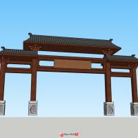中式現(xiàn)代牌坊附模型下載