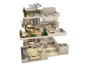 千萬(wàn)豪宅的3D立體戶(hù)型圖展示....