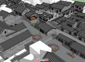 SU精品模型：揚(yáng)州蘇唱街街道展覽館模型