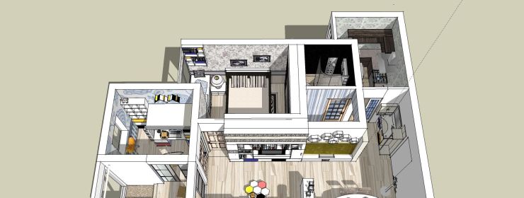 小戶型住宅SU模型-現(xiàn)代風(fēng)格室內(nèi)設(shè)計