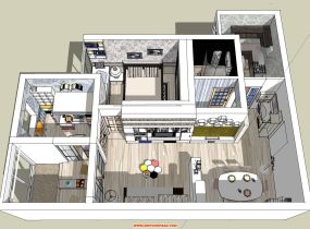 小戶型住宅SU模型-現(xiàn)代風格室內(nèi)設(shè)計