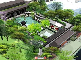 建發(fā)璽院中式示范區(qū)售樓處SU模型