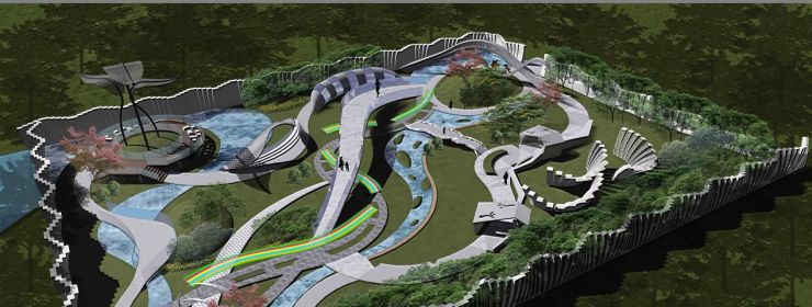 后現(xiàn)代園博園設(shè)計(jì)概念性方案模型 建筑規(guī)劃