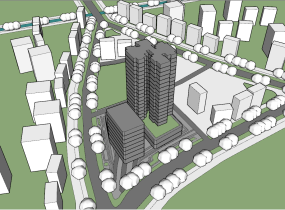 #商業(yè)建筑鳥瞰#城市高層建筑群與綠地道路俯瞰