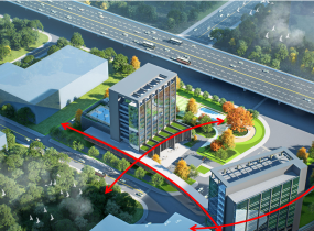 #辦公建筑透視#現(xiàn)代建筑群與綠化道路鳥瞰