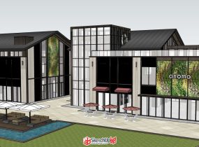 新中式風(fēng)格商業(yè)街建筑設(shè)計SU模型下載