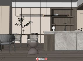 現(xiàn)代風(fēng)的餐廳，島臺+餐桌設(shè)計