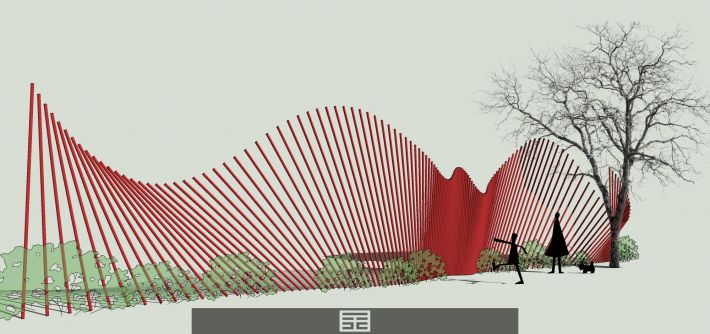 ”浪“一回SU曲面景觀墻