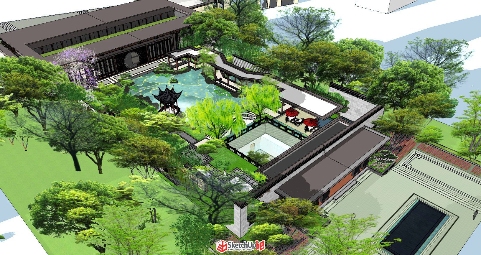 建發(fā)璽院中式示范區(qū)售樓處SU模型