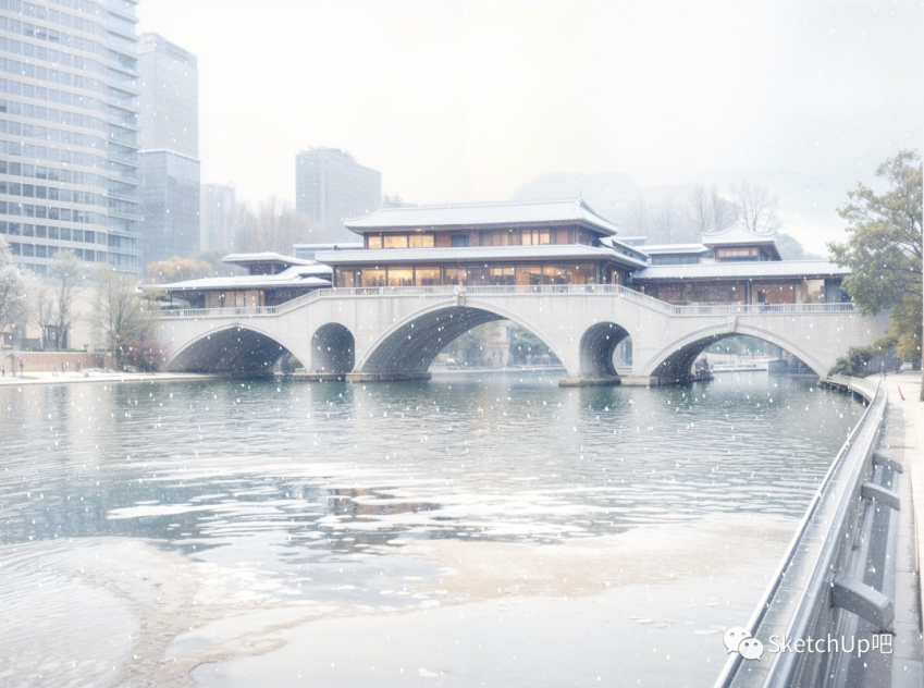 【靈感渲染】南方城市地標(biāo)建筑雪景效果