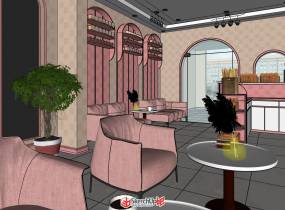 ins風(fēng)格的餐廳甜品店SketchUp模型分享-13