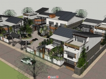 中式風(fēng)格別墅群建筑SU模型-4