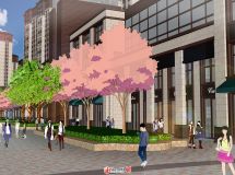 精細(xì)的小區(qū)住宅及商業(yè)建筑模型-7