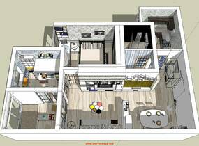 小戶型住宅SU模型-現(xiàn)代風(fēng)格室內(nèi)設(shè)計-5