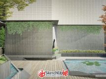 最近做的一個(gè)小景觀，su+ps，這是方案1,...-9