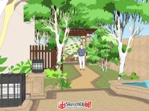 別墅庭院景觀SU模型-3