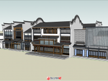 中式商業(yè)街景觀建筑-4