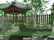 一個(gè)小庭院，中式風(fēng)-2