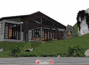 分享一個外屋的庭院景觀設計SketchUp模型-6