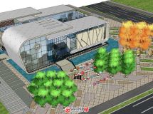 高逼格~現(xiàn)代展覽廳模型-1