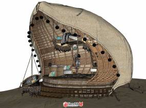 分享一個(gè)野奢沙灘小屋SketchUp模型-6