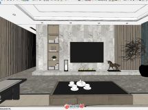 客廳電視背景墻（SU+Enscape渲染器）-5
