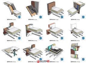 一組屋面、墻體詳細(xì)結(jié)構(gòu)模型-2
