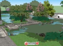 中式景觀園林su模型-3