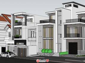 現代街道住宅建筑SketchUp模型分享-5