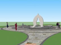 高速公路休息區(qū)景觀--su模型+ps后期-9