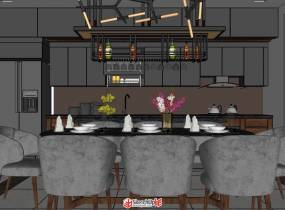 起居室、廚房套間全屋室內(nèi)設(shè)計(jì)SU模型下載-10
