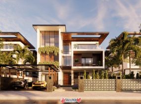 現(xiàn)代別墅小區(qū)建筑模型（代理樹）+Enscape渲染-8