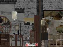 風(fēng)雨渡禪茶布衣室內(nèi)空間設(shè)計(jì)建模作品-9