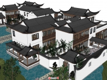 東方新古典園林古建筑SU模型-3