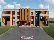 一個(gè)廠前區(qū)的模型廠區(qū)作品-11