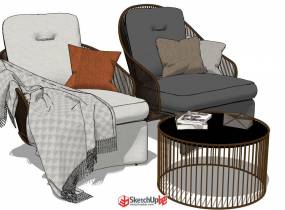意大利Minotti Colette的扶手椅SketchUp模型分享給大家-7