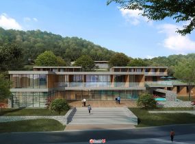 原生態(tài)自然山地旅館精品禪意度假酒店民宿SU模型CAD-11