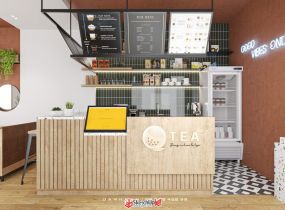 現(xiàn)代棕色調的奶茶店設計-12