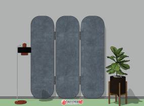 分享4個(gè)帶有材質(zhì)貼圖的精細(xì)屏風(fēng)模型-6