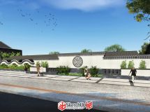 一個(gè)沿街商業(yè)街頭景墻小方案+2組建筑模型(新中式的）-6