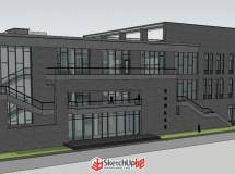 北京郵電大學(xué)新建食堂，外立面復(fù)古磚建筑-1