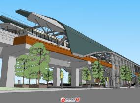 一個高鐵站建筑、高鐵、軌道站臺-8