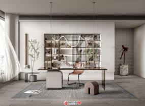 現(xiàn)代簡約書房工作間設(shè)計(jì)模型-5