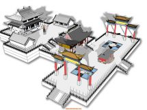 發(fā)一個被斃了一半的古建筑，模型來自吧里。-2