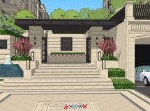 自建多層住宅核心區(qū)景觀SU模型出圖-6