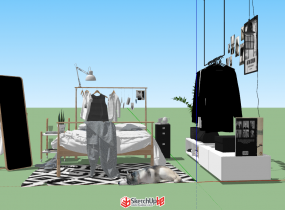 分享一組精細(xì)的宜家風(fēng)格臥室家具SU模型-3