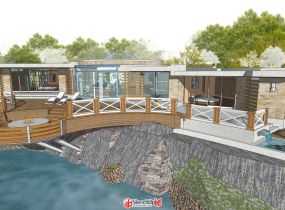 海邊懸崖邊上的度假別墅建筑+室內設計-11