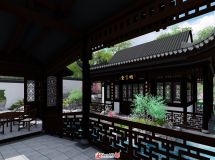 一組會(huì)所式別墅中式景觀-6