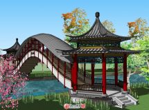 【原創(chuàng)精細】——中式古典人行廊橋-9